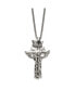 and Enameled 2 Piece Cross Crown Pendant Curb Chain Necklace