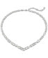 ფოტო #1 პროდუქტის Silver-Tone Crystal V-Shape Collar Necklace, 15" + 2-3/4" extender