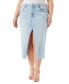 ფოტო #1 პროდუქტის Trendy Plus Size Denim Front-Slit Midi Skirt