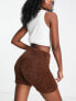 Reebok cosy fluffy legging shorts in brown