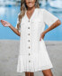 ფოტო #2 პროდუქტის Women's Pockets Button-Front Mini Beach Dress