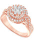 ფოტო #1 პროდუქტის Diamond Halo Cluster Engagement Ring (3/4 ct. t.w.) in 14k Rose Gold