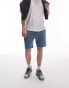 Topman classic fit jersey short with raw hem in blue