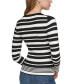 Фото #6 товара Women's Striped Logo-Cuff Crewneck Sweater