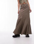 Topshop tiered Disjointed Midi Skirt in Taupe