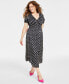 Фото #1 товара Women's Cherry Print Short-Sleeve Midi Dress, Created for Macy's