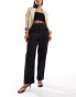 ASOS DESIGN decon belt trouser with linen in black Черный, 38 - фото #1