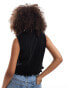 Brave Soul high neck pleated vest top in black