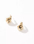 ASOS DESIGN 14k gold plated earrings with molten stud and faux pearl design