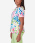 ფოტო #4 პროდუქტის Petite Miami Beach Tropical Abstract Mini Ruffle Short Sleeve Top