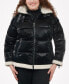 ფოტო #1 პროდუქტის Women's Plus Size Faux-Shearling Shine Puffer Coat, Created for Macy's