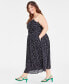 Фото #2 товара Trendy Plus Size Polka-Dot Ruched Corset Midi Dress, Created for Macy's