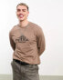 ASOS DESIGN relaxed long sleeve t-shirt in brown with front outdoors print