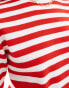 Object short sleeve knitted top in red and white stripe