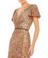 Фото #3 товара Women's Sequined Wrap Over Butterfly Sleeve Draped Gown