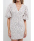 Фото #4 товара Women's Floral Balloon Sleeve Dress with Lace Texture