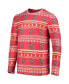 ფოტო #3 პროდუქტის Men's Red Maryland Terrapins Ugly Sweater Long Sleeve T-shirt and Pants Sleep Set
