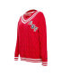 Фото #4 товара Women's Red Buffalo Bills Prep V-Neck Pullover Sweater