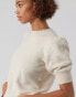 Vero Moda short sleeved knitted top in cream melange