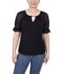 ფოტო #1 პროდუქტის Petite Short Ruffle Sleeve Rhinestones Top