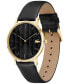 ფოტო #2 პროდუქტის Men's Crocorigin Quartz Black Leather Strap Watch 40mm