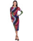 Фото #1 товара Petite Swirl-Print Boat-Neck Bodycon Dress