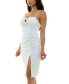 ფოტო #3 პროდუქტის Juniors' Bow-Trim Ruched Midi Dress