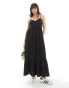 Pieces frill bottom maxi dress in black