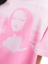 ASOS DESIGN oversized t-shirt with Mona Lisa licence graphic in pink