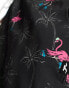 Hollister 5inch guard flamingo print swim shorts in black