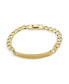 Men's Solid Name Bar Plated Identification ID Bracelet For Men Boys Cuban Curb Chain Link 18K Yellow Gold Plated 8Inch