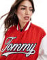 Фото #2 товара Tommy Jeans letterman jacket in deep crimson