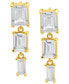 ფოტო #1 პროდუქტის 14k Gold-Plated Rectangle Crystal Triple Drop Earrings