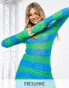 COLLUSION 00s open knit stripe jumper in blue and green