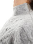 New Look 2 in 1 cable knit jumper in light grey