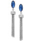 ფოტო #1 პროდუქტის Silver-Tone Blue Stone Chain Fringe Linear Earrings