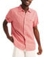 Фото #1 товара Men's Geo Pattern Short Sleeve Linen-Blend Shirt