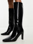Фото #4 товара Public Desire Wide Fit Pose heeled knee boots in black textured