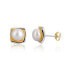 Bicolor silver earrings with real pearl JL0622