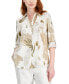 Фото #1 товара Women's 100% Linen Roll-Tab Button Shirt, Created for Macy's