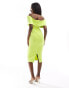 Фото #4 товара True Violet ruffle shoulder midi dress in lime