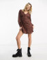 Фото #2 товара New Look button through mini tea dress in brown zebra print