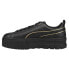 Puma Mayze Metal Lace Up Womens Black Sneakers Casual Shoes 381606-02