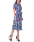 ფოტო #2 პროდუქტის Print Short Sleeve Tie Waist Midi Dress