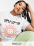 COLLUSION Plus sun print waffle oversized t-shirt in white