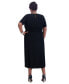 ფოტო #5 პროდუქტის Women's Contrast-Trim Short-Sleeve Midi Dress