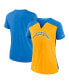ფოტო #1 პროდუქტის Women's Gold, Powder Blue Los Angeles Chargers Impact Exceed Performance Notch Neck T-shirt