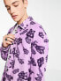 COLLUSION fleece overshirt in purple floral