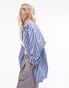 Topshop oversized shirt in blue wide stripe BLAU, S - EU 36-38 - фото #4