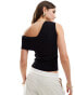 & Other Stories knitted top with asymmetric off-shoulder detail in black